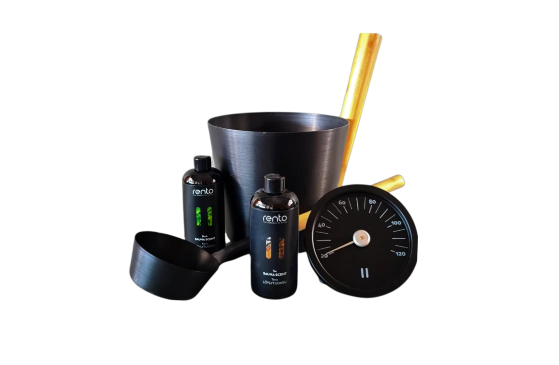 Rento Cadeau SetSauna Emmer Zwart Thermometer 5 Rento Cadeau SetSauna Emmer Zwart Thermometer - Afbeelding 3