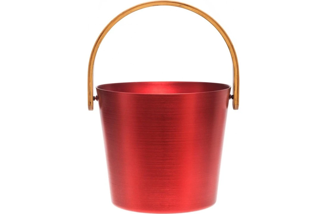 Rento Rento Sauna Emmer Aluminium Met Bamboe Handvat Rood 4 Rento Rento Sauna Emmer Aluminium Met Bamboe Handvat Rood - Afbeelding 2